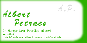 albert petracs business card